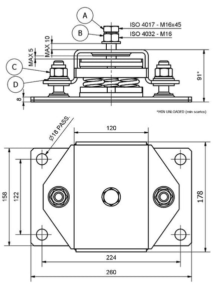 Failsafe pedestal spring mount anti vibration dimensions