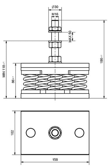 Adjustable metal Spring Foot 4hz anti vibration dimensions