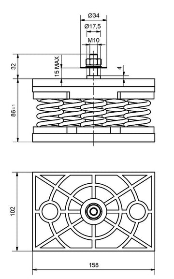 metal Spring Foot 4hz anti vibration dimensions