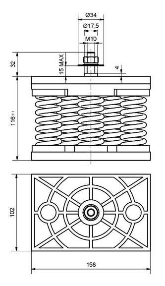 metal Spring Foot 3hz anti vibration dimensions