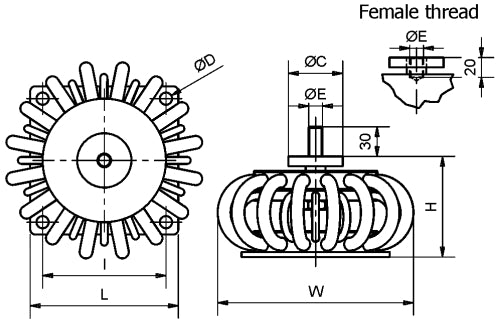 Radial wire rope mount twin systems anti vibration shock mount drawing MIL-STD 901 D