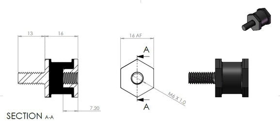 Hexagonal Rubber Bobbins dimensions anti vibration silentbloc silentblock