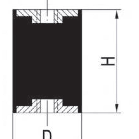 Rubber anti vibration bobbin mount with female threads dimensions