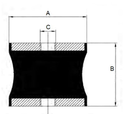 Waisted rubber bobbin anti vibration mount silentbloc Female threads dimensions