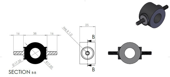 RLF Rubber Bobbin Mount for Large Deflection and High Isolation Low Frequency dimensions