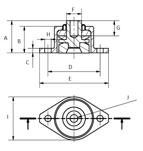 High Strength Military Shock and AV Mounts Dimensions