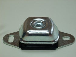 Metallic marine shock absorber mount on a white background