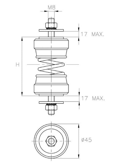 metal Spring bobbin mount anti vibration dimensions