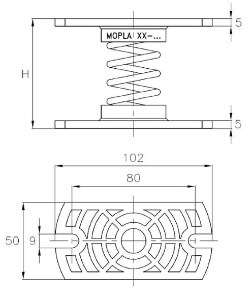 metal Spring sandwich mount anti vibration dimensions