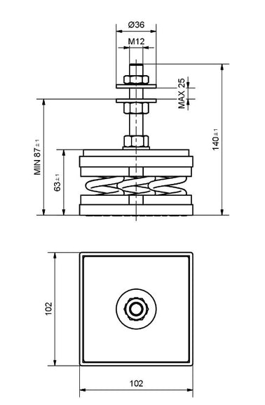 metal Spring adjustable height machine foot 6hz anti vibration dimensions