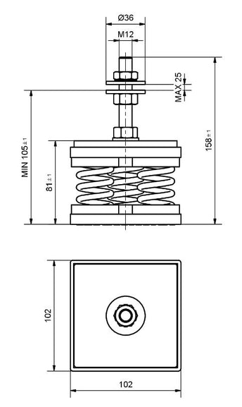 metal Spring adjustable height machine foot 4hz anti vibration dimensions