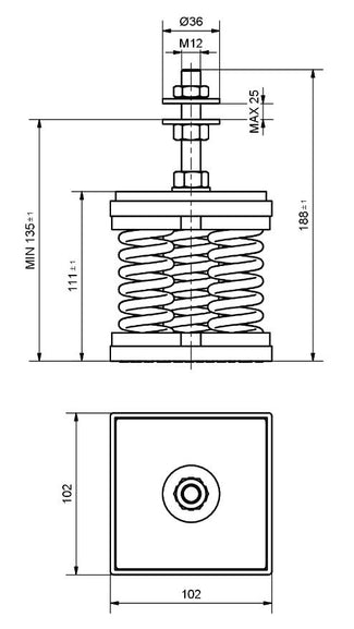 metal Spring adjustable height machine foot 3hz anti vibration dimensions