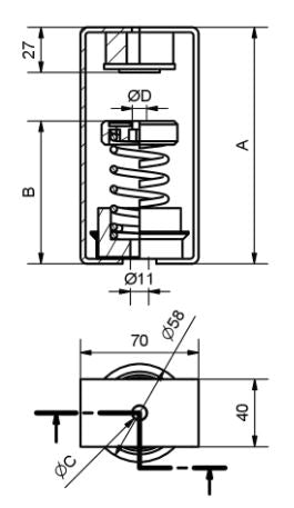 Suspended load anti vibration mount spring dimensions