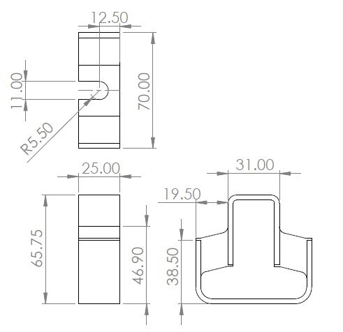 NRSC Rubber Shear Bracket Anti Vibration Dimensions