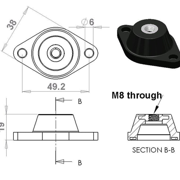 Lightweight pedestal mount anti vibration dimensions