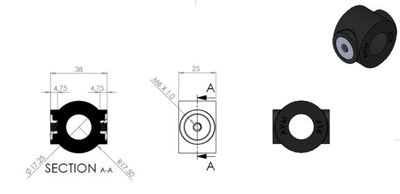 RLF-FF Bobbin Low Frequency Mount Dimensions