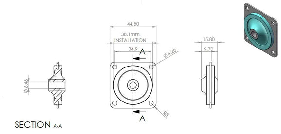 Plate Bulkhead Mounts for vibration and shock absorption dimensions