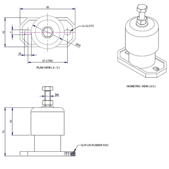Technical Encapsulated Spring Isolator Mounts Drawing lightweight