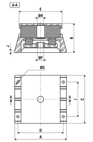 TSZ heavy duty pedestal rubber mounts anti vibration dimensions