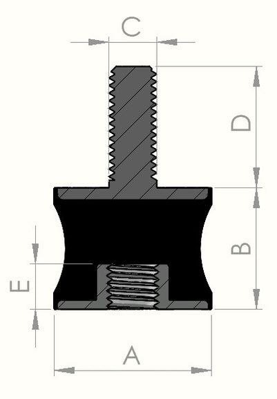 Waisted rubber bobbin anti vibration mount silentbloc dimensions silentblock Male female threads